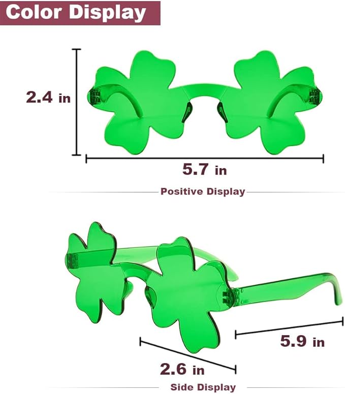 UMEELR 6 pcs St. Patrick's Day Shamrock Sunglasses for kids, St. Patrick's Day Green Clover Glasses for St. Patrick's Day Accessories Party Favor, Supplies Party Props and Decorations
