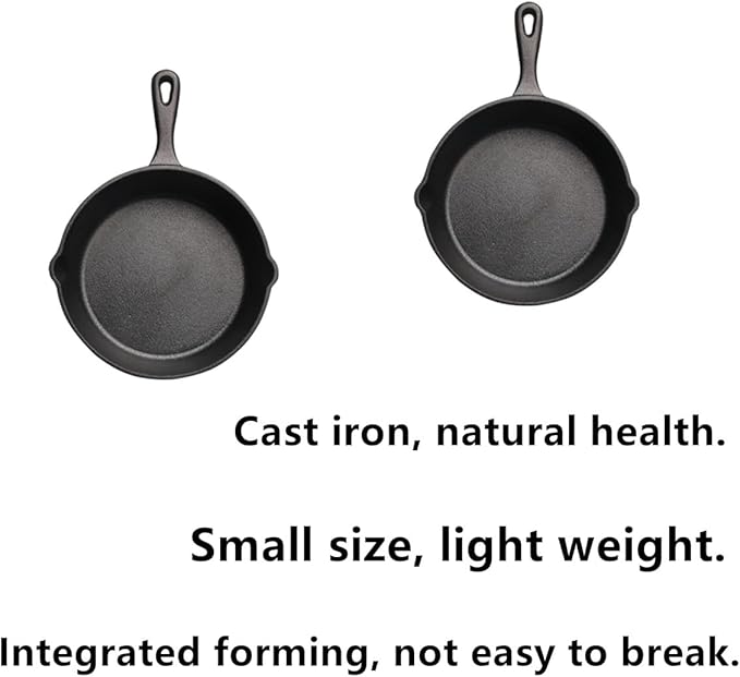 4 Inch Small Cast Iron Skillet, Pre Seasoned Mini Cast Iron Skillet, Camping Nonstick Frying Pan for Baked Brownie, Cookie, Egg Cakes Pan (Black)