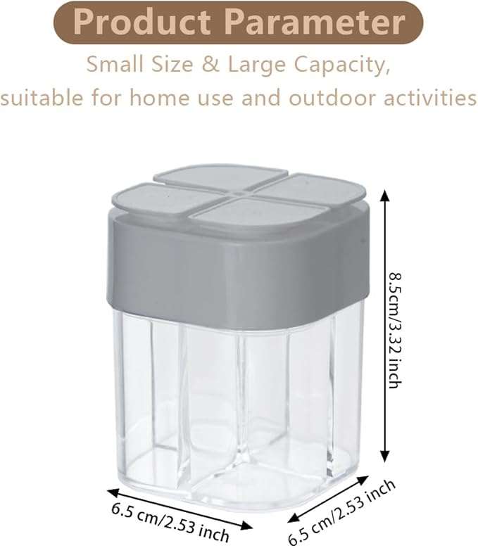 3pcs Spice Jars, DSIOHFEI 4 in 1 Salt and Pepper Shakers with Flip Top Cap, Portable Seasoning Container for Outdoor, Camping, BBQ, Spice Containers for Salt, Sugar, Pepper, Cumin