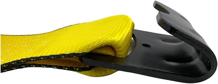 4" x 30' Winch Straps for Flatbed Trailer with Flat Hooks Yellow Heavy Duty Tie Down Strap wFlat Hooks 5,400 Lbs WLL Cargo Control Accessories for Gooseneck Trailers Tow Trucks, 1 Pack