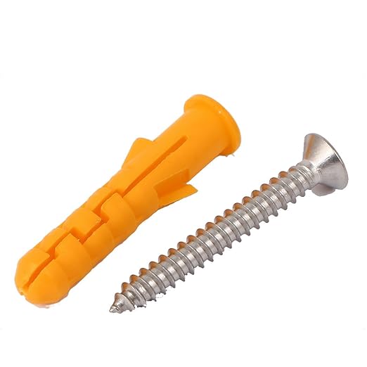 IIVVERR 25pcs 8mmx40mm Plastic Wall Screw Anchor Plugs w Phillips Flat Head Screws (25pcs 8mmx40mm Tapones de anclaje de tornillo de pared de plastico w Tornillos de cabeza plana Phillips