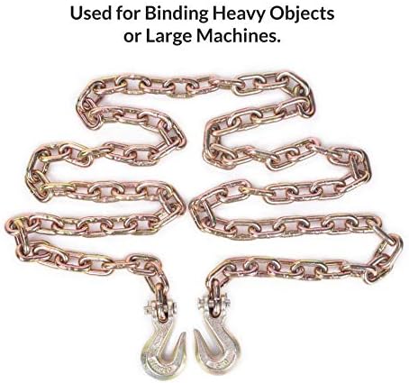 Aain 2 Pack Transport Chain with 3/8" Clevis Hooks NACM Standard Grade 70,3/8"x10', Heavy Duty Binding Chain.