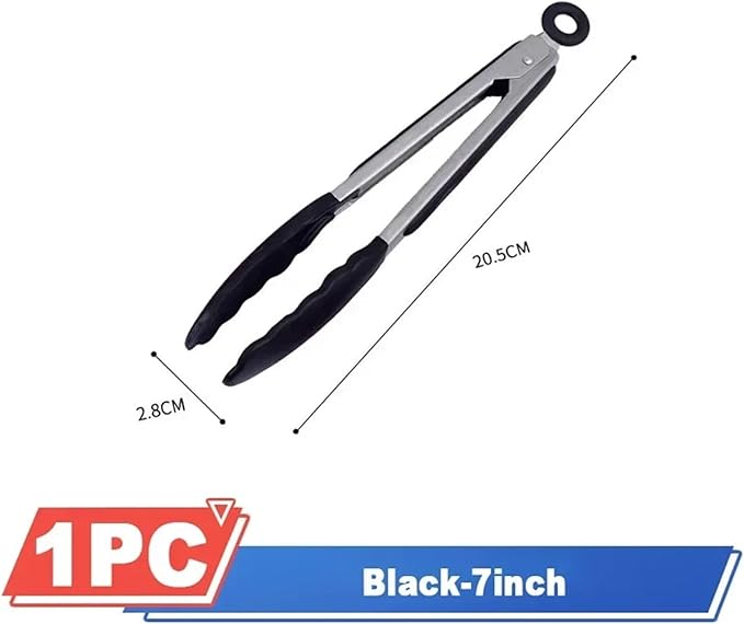 BBQ 7/9/12 Inch Small Clips Bread Barbecue Tongs Steak Clip Food Clips BBQ Cooking Baking Salad Kitchen Accessories Accessories(7inch black)