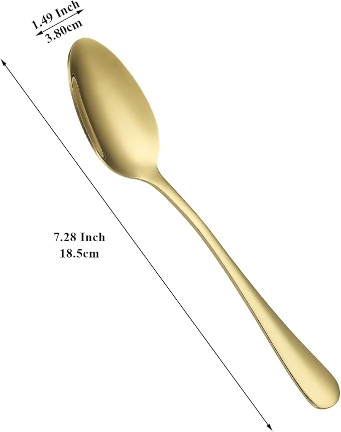 Gold Dinner Spoons 12 Pieces, Stainless Steel Titanium Gold Plating Table Spoon, Soup Spoons, Use for Home, Restaurant, Wedding, Parties, Events, Christmax