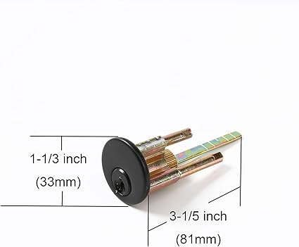 2 Pack Black Mortise Cylinder with Keys Solid Brass Doors Lock Replacements Front Door Handle Door Lock Cylinder Interior Doors Exterior Doors Lock Cylinder with 6 Keys (2, Matte Black)