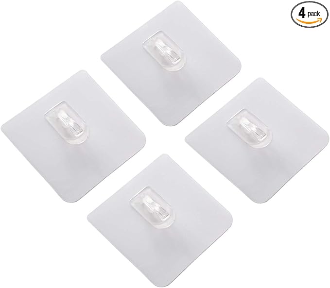 4-Pack Adhesive Suction Hook Adhesive Sticker No Drilling Bathroom Shower Shelf - Clear