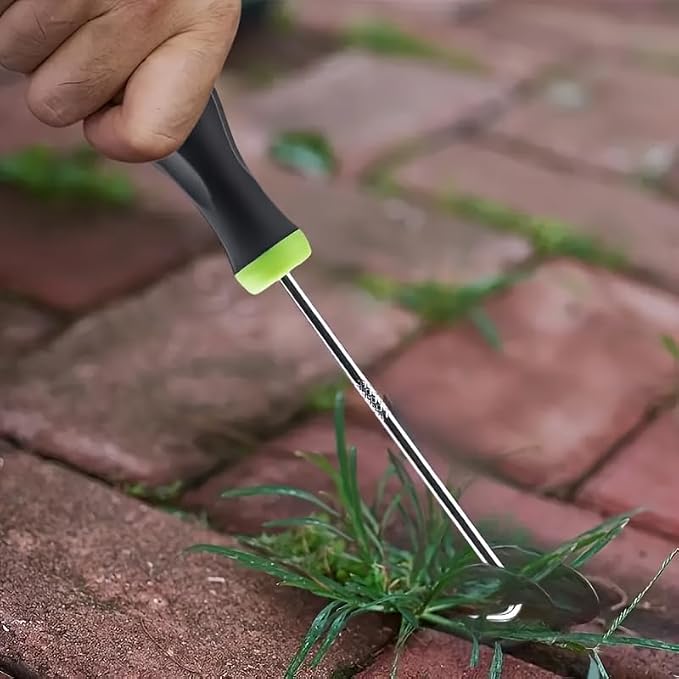 1PC Metal Garden Weeder with Ergonomic Handle and Hook for Mosquito-Proof Screen Mesh Spring Tool for Door Repair, Patio, Lawn, 1PC