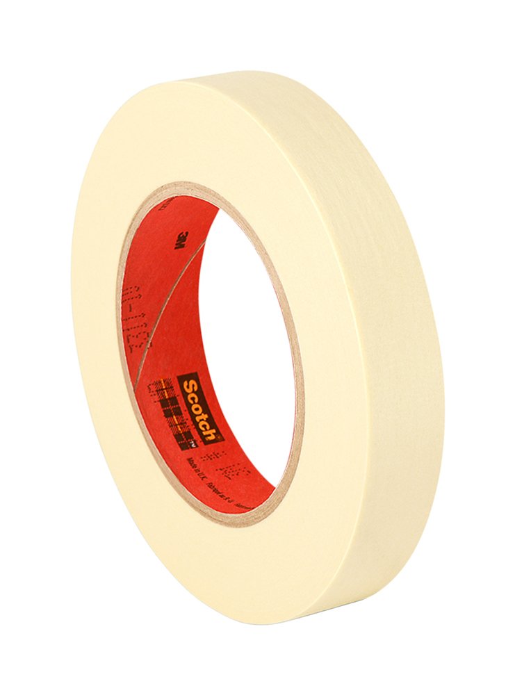 3M 201+ 1" x 60yd General Use Masking Tape - 1" x 60 Yards Roll, Crepe Paper, Natural