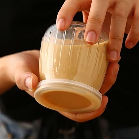 1PCS Pudding Glass Jar,Juicing Milk Storage Container Yogurt Pudding Glass Jar Bottle Mini Mousse Drinking Bottle with Lid(200ml), AMXEB0FVUIUS