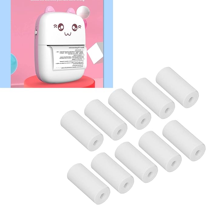 10Rolls 2.24 x 0.98in Thermal Printer Paper, White Printable Thermosensitive Thick Paper Thermal Paper Rolls for Small Printer
