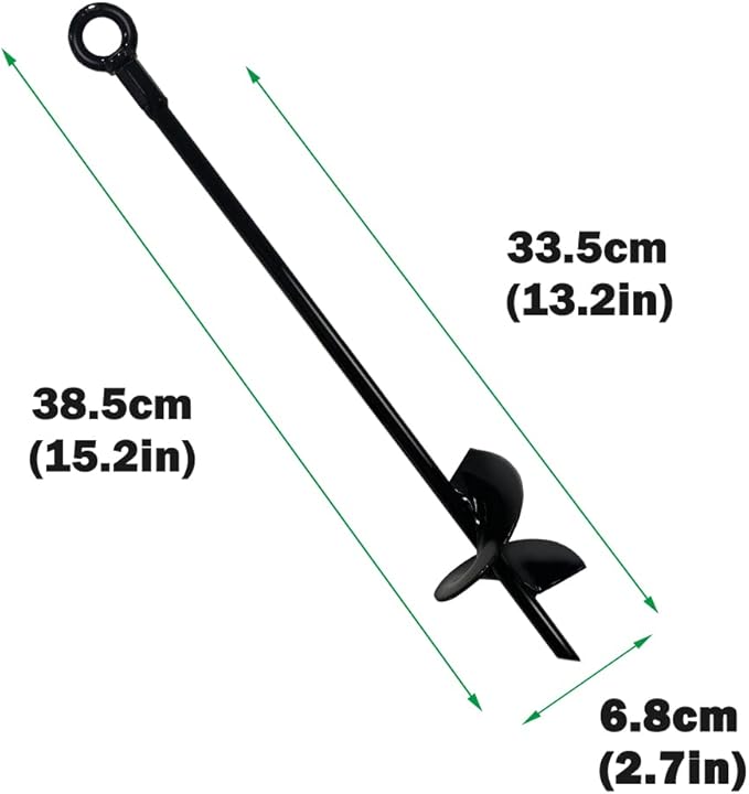 Ground Anchors, Tent Stakes Heavy Duty, Trampoline Anchor Kit, Triple Propeller,Heavy Duty Anchor Hook for Canopies, Car Ports, Sheds, Swing Sets, Easy to use, 4pcs 15 Black