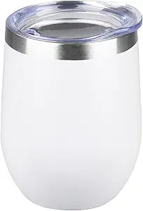 StarSpeed 12oz Wine Tumbler with lid, Stainless Steel Travel Mugs Stemless Double Wall Insulated Coffee Cup, Insulated Wine Glasses Travel Tumbler for Cold Hot Drinks(White, 1)