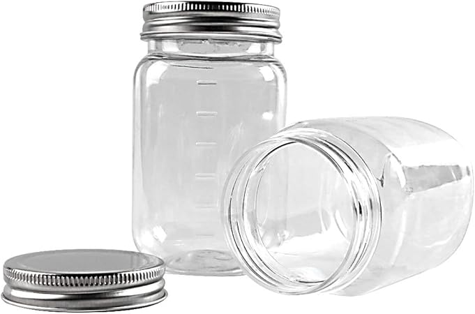 novelinks 16 Ounce Clear Plastic Jars Containers With Screw On Lids - Refillable Round Empty Plastic Slime Storage Containers for Kitchen Household Storage - BPA Free (10 Pack)