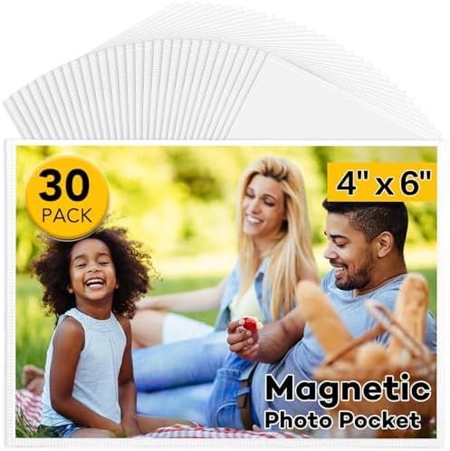 YixangDD 30 Pcs Magnetic picture frames for refrigerator 4x6Inch-Magnetic photo frames,White