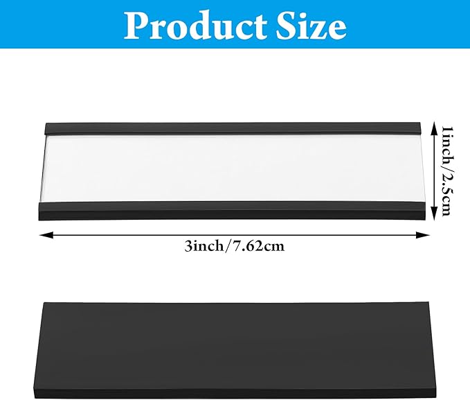 100 Pieces Magnetic Label Holders Labels Racks with Magnets Magnetic Data Card Holders with Protective Films and Replacement Strips for Shelf Bin (1 x 3 Inch)