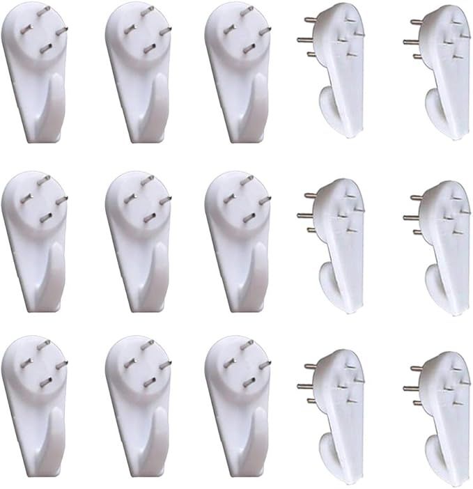 20PCS White Powerful Concrete Hard Wall Drywall Picture Hooks Non-Trace Hanging Hook Traceless Nail Plastic Wall Hook for Picture Photo Frame Clock Hangers(5cm/1.97 Length)