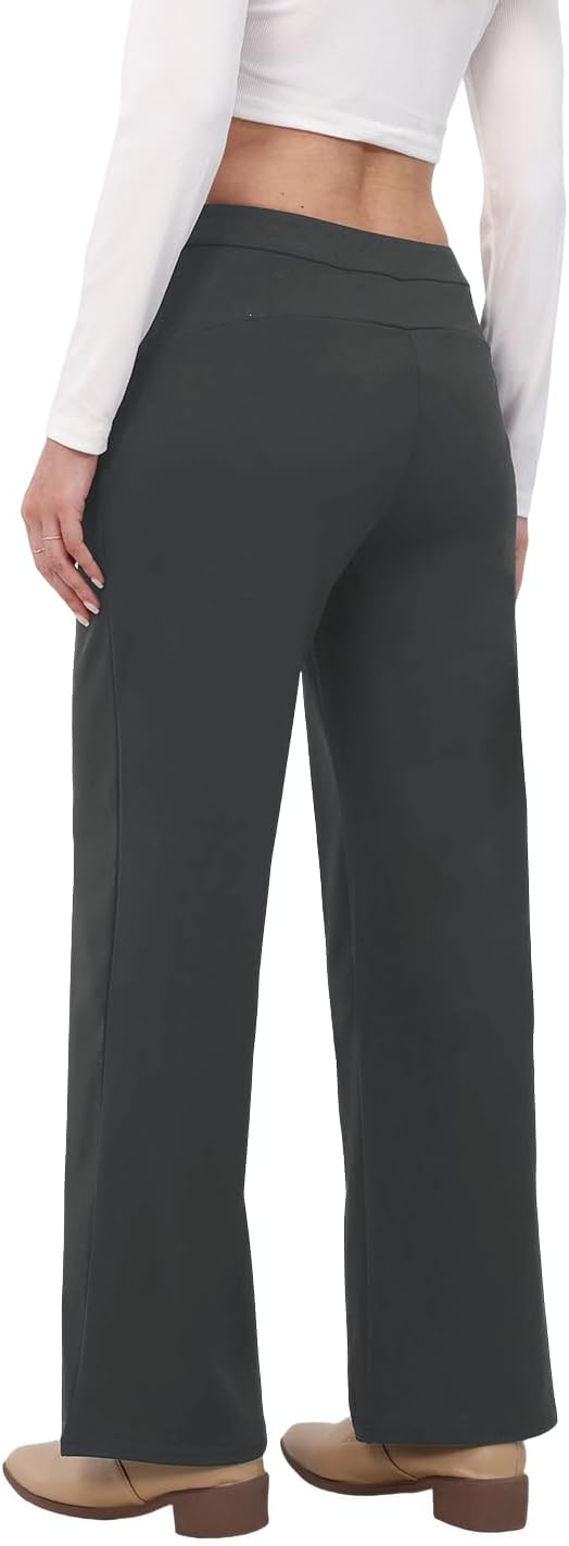 TOPYOGAS Womens Wide Leg Pants Dress Pants Stretchy Business High Waisted Work Slacks with Pockets