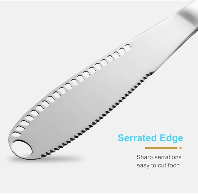 The Better Butter Spreader Knife, Butter Knife Spreaders, Stainless Steel Butter Knives Curler, Butter Knifes for Cold Butter Slicer with Holes, Butter Grater, 3 in 1 Kitchen Gadgets Serrated