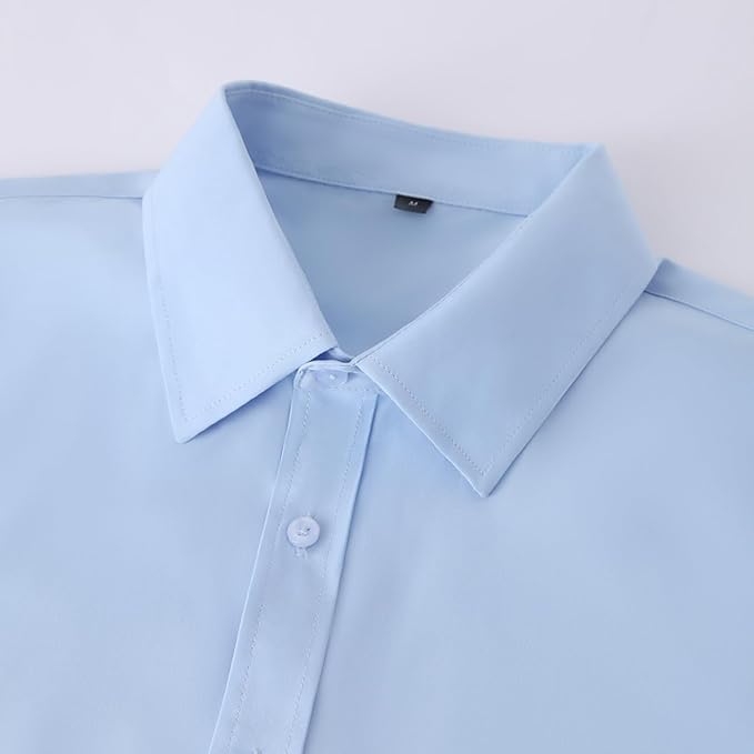 Men's Long Sleeve Dress Shirts, Regular Fit Stretch Wrinkle-Free Business Casual Button-Down Shirts with Front Pocket