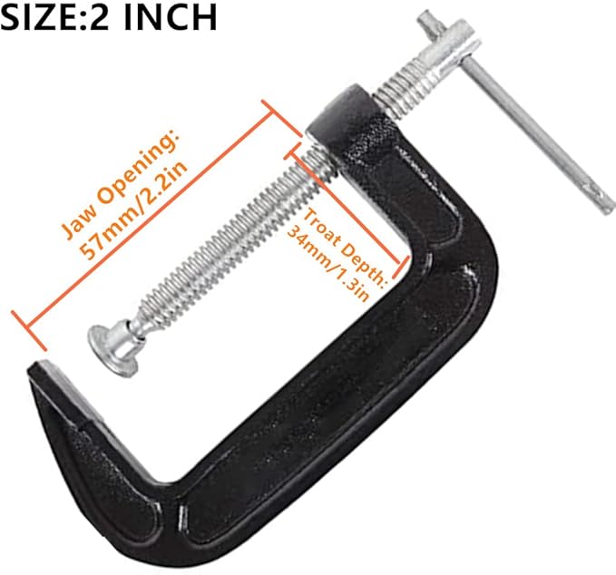2 Inch C-Clamp Set, Heavy Duty Steel C Clamp Industrial Strength C Clamps for Woodworking, Welding, and Building (4Pcs)
