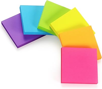Early Buy Sticky Notes 6 Bright Color 6 Pads Self-Stick Notes 3 in x 3 in, 100 SheetsPad