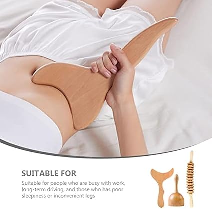 Wooden Massager Wood Therapy Massage Tools for Body Shaping, Fascia, Cellulite, Muscle Abdomen, Body Therapy Massager, Muscle Belly Relief Tool (F)