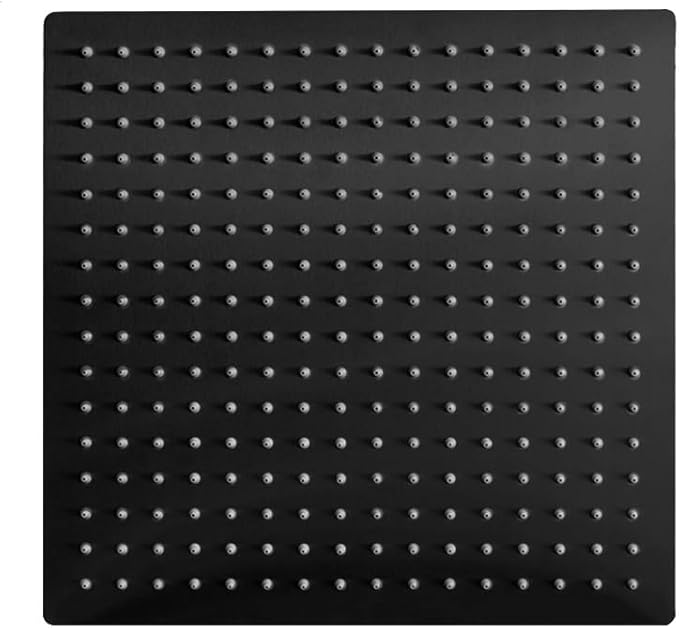 Hoimpro 12 Inch Square Rain Shower Head, Large Waterfall Rainfall Showerhead, High Pressure Stainless Steel Rainfall Rainhead, 116 Ultra-Thin Water Saving Design with Silicone Nozzle, Matte Black