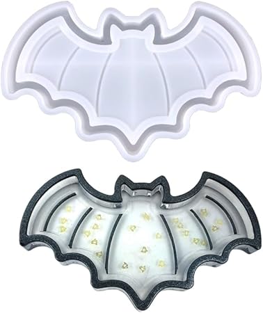 Halloween Pumpkin Bat Specter Tray Molds Silicone Coaster Mold Epoxy Resin Casting Molds for Making Faux Agate Cup Mat Silicone Resin Mold