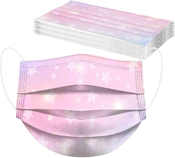 50 Pcs Kids Disposable Face_Masks,Printed Facemasks for Children Back to School