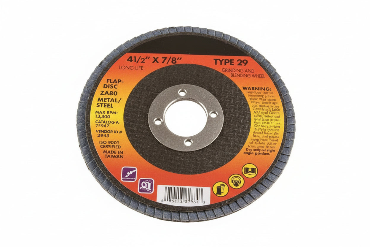 4-1/2-Inch Flap Disc 80 Grit Fine – Zirconia Aluminum Oxide, 7/8" Arbor, 13,300 RPM