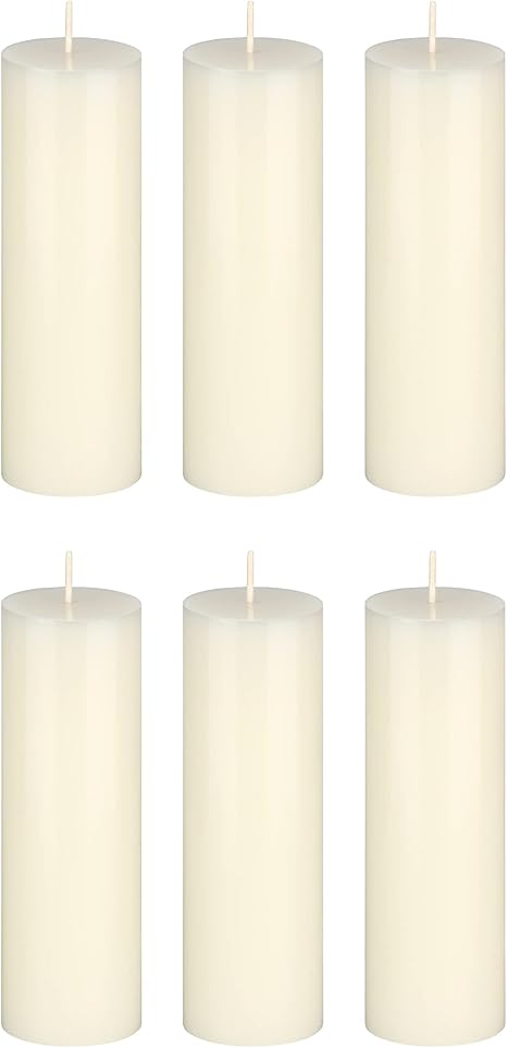 Mega Candles 6 pcs Unscented Solid Ivory Pillar Candles, Hand Poured Premium Wax Candle 2 Inch x 6 Inch, Home Decor, Spas, Weddings, Celebrations, Party, Centerpieces, Holidays, Vigils, Prayers