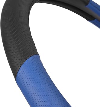BDK Black Blue Steering Wheel Cover for Car, Medium (14.5" - 15.5") Ergonomic Comfort Grip for Men Women, Fits Most Car Steering Wheel Cover for Auto Truck SUV