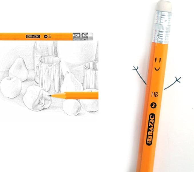 30 Ct Yellow Pencils Wood Cased Unsharpened Eraser Graphite 2 HB School Exam