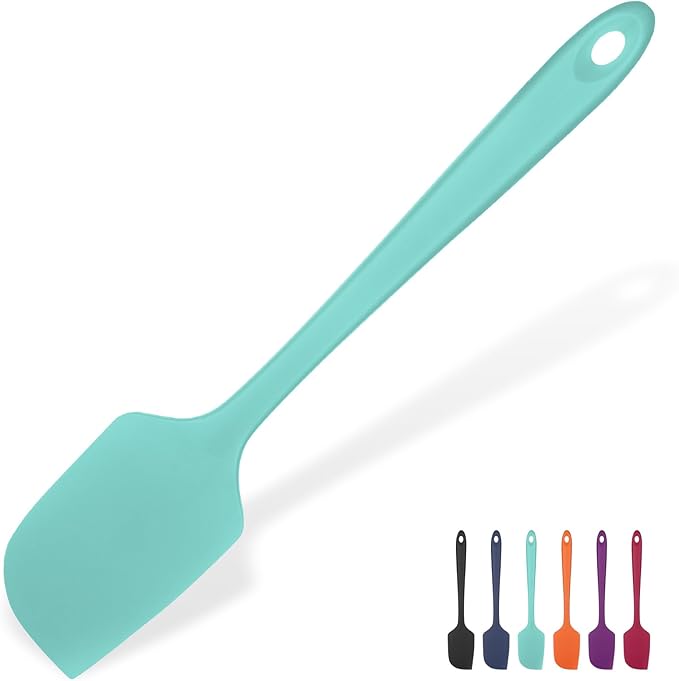 Heat Resistant Silicone Large Spatula: U-Taste 600oF High Heat Flexible 11.38in Silicon Mixing Stirring Cooking Scraping Baking Bowl Scraper Seamless Spreader for Kitchen Nonstick Cookware (Aqua Sky)