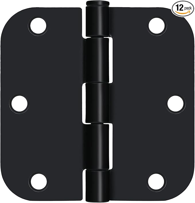 Egofine Door Hinges 12 Pack, 3.5" x 3.5" Interior Hinges With 58" Radius Corners, Matte Black