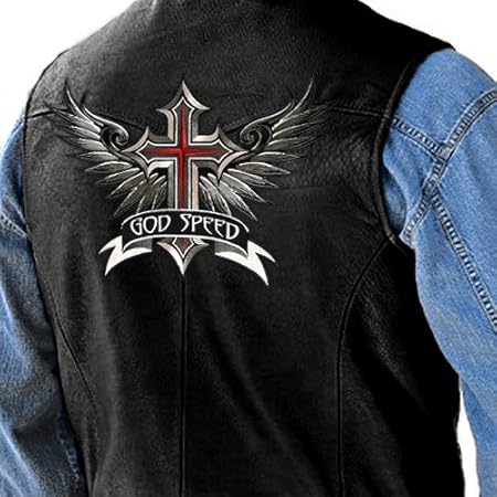 VEGASBEE Godspeed Winged Cross Patch Wings Christian Embroidered Iron-On Patch Emblem Large Size 12" by 8.5" inches USA