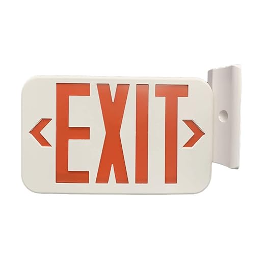 Basics LED Emergency Exit Sign, UL Certified, 2-Pack, Double Face Exit with Battery Backup, white (Previously Commercial brand)
