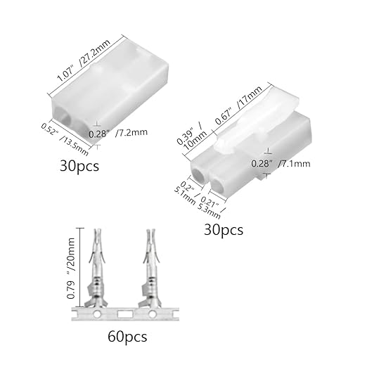 WMYCONGCONG 30 Pairs Male Female Connector with Pins Compatible with Large Tamiya Connector Type A