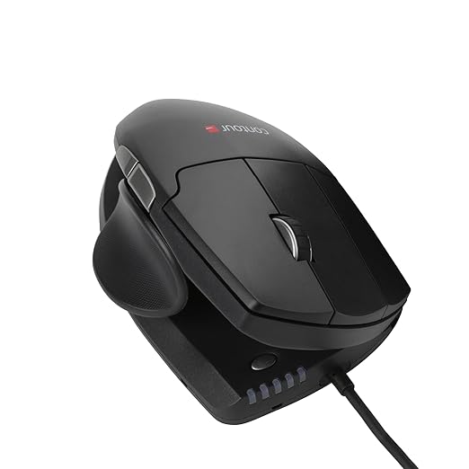 Contour Design Unimouse Left-Hand Wired Ergonomic Mouse, Fully Adjustable 2.4GHz for Laptop & Desktop, Mac & PC Compatible