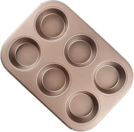 Mini Bund Cake Pan, 6-Cavity Fluted Tube Cake Pan Brownie Bowl Pan Small Round Cake Mold Shortcake Pan for Fall Baking Thanksgiving Bavarois Carbon Steel Cake Pan, Gold