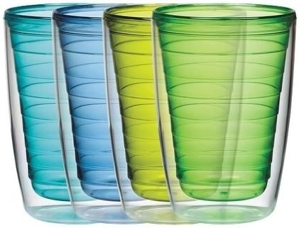 Boston Warehouse Insulated Plastic Tumblers, 16-Ounce, Set of 4, Marine Collection