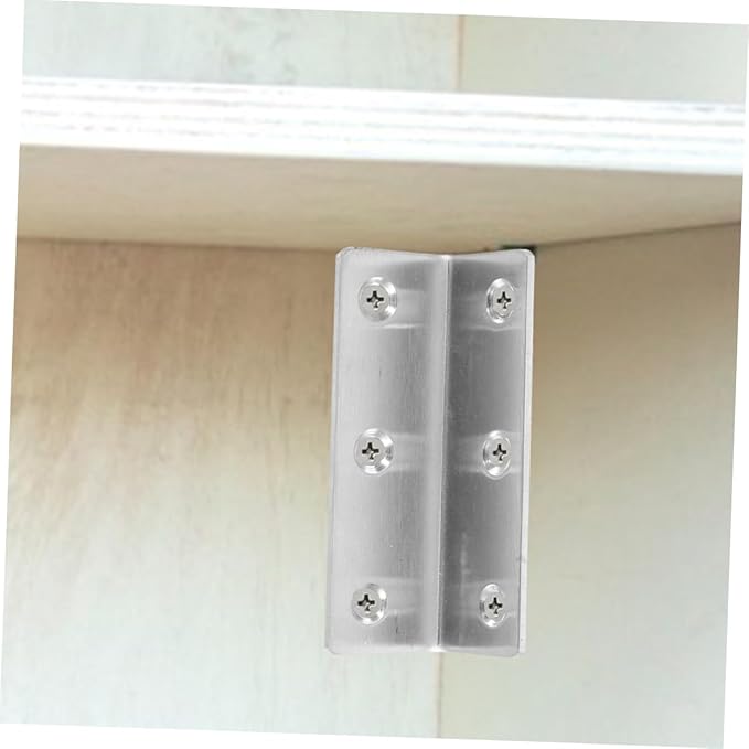 Homoyoyo 6pcs Stainless Steel Corner Brackets Furniture Corner Joints Brackets for Wood Shelves Braces for Cabinets