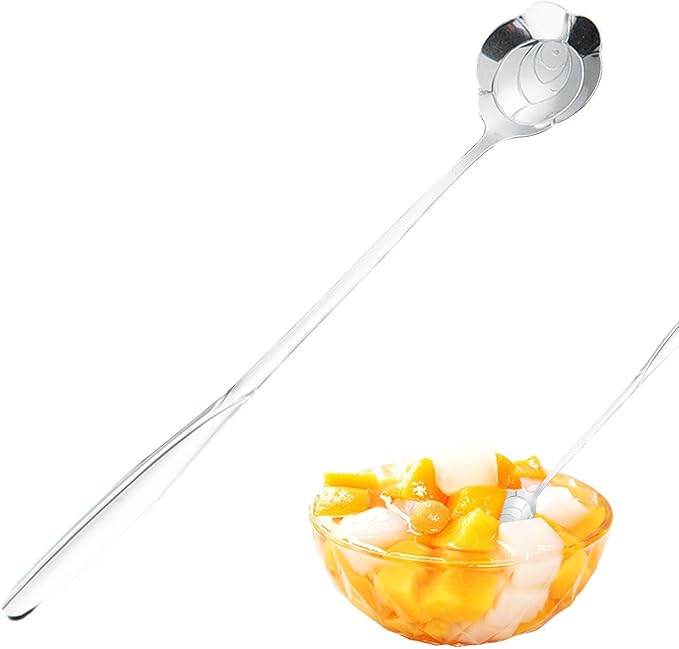 Long Handle Stirring Spoon - Stainless Steel Coffee Mixing Spoons Cocktail Stir Spoons, Ice Cream Spoon, Bartender Mixing Spoon Cocktail Stirrers for Coffee Milkshakes Cold Drink, Cutlery Supplies