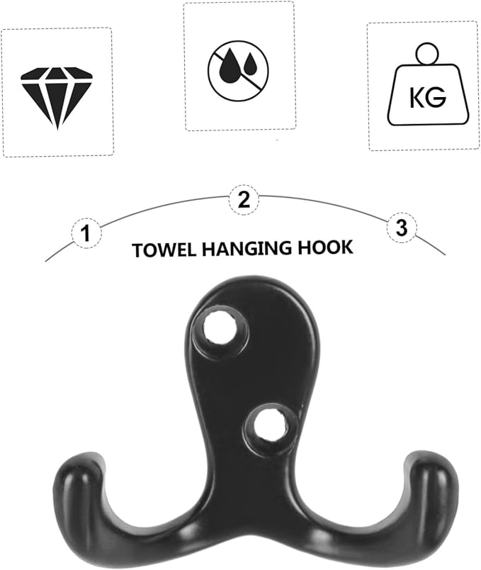 ABOOFAN 10-Piece Double Prong Coat Hook Set Wall-Mounted Towel and Mug Rack Sturdy Metal Hook for Hanging Coats Bags Hats and Towels for Home and Office