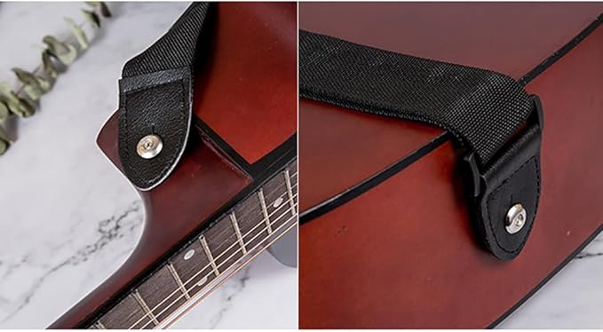 2 Pcs Acoustic Guitar Straps Adjustable Guitar Straps Ukulele Guitar Straps Extra Wide Bass Guitar Straps Classical Guitar Straps Black Guitar Strap with PU Leather Ends