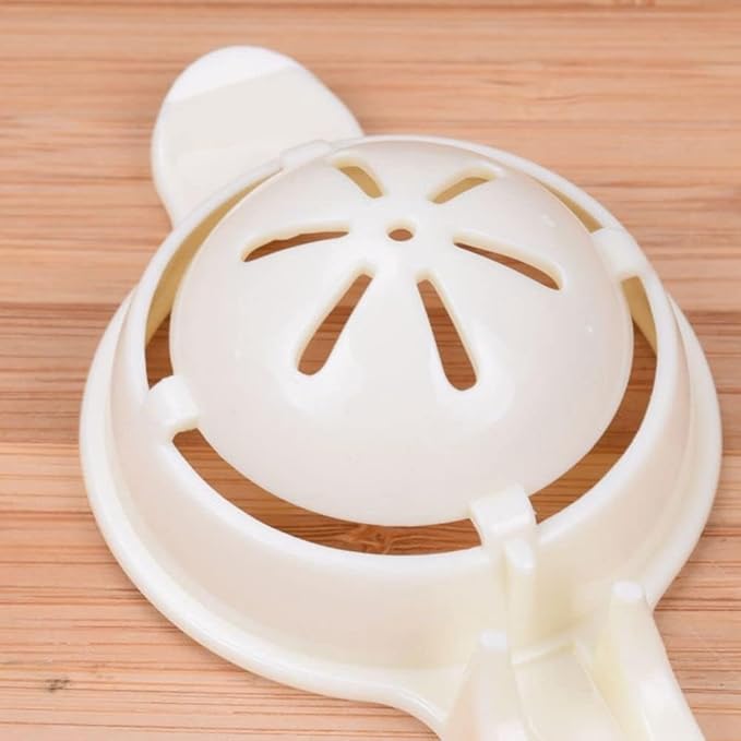 Beige plastic egg separator, white egg yolk separator with long handle, quick and easy white yolk filter baking tool, easy creative kitchen accessories of