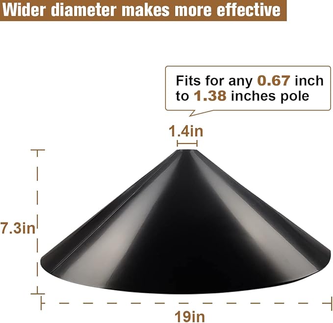 Garbuildman Squirrel Baffle for Bird Feeder Pole, Outside Pole Mount Bird House Guard for Outdoor Shepherds Hook, 19 Inch Diameter, 1 Pack