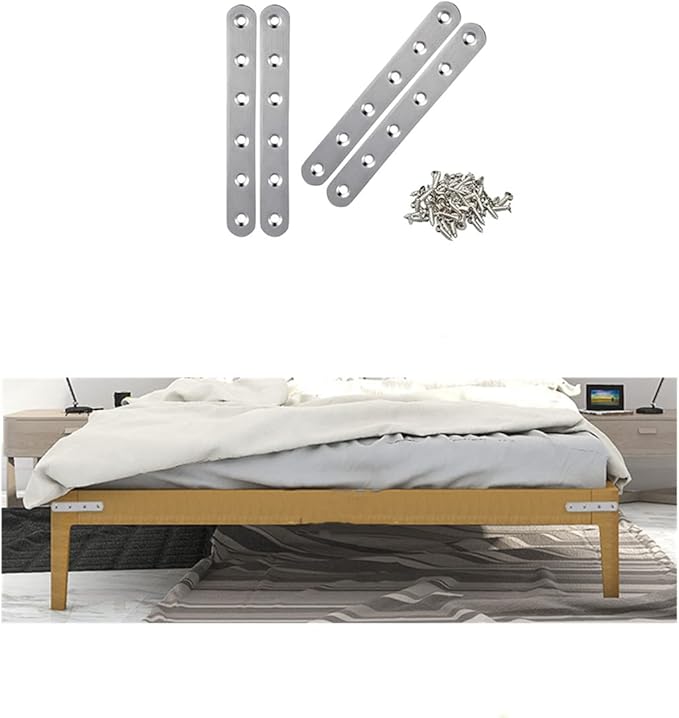 Stainless Steel Straight Brace, 4PCS Flat Straight Braces for Wood, Stainless Steel Straight Brackets with Screws