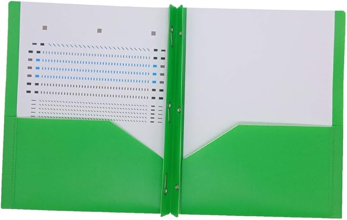 WR Plastic Two Pocket Folder with 3 prongs for Office and School-6 Pack (Green)