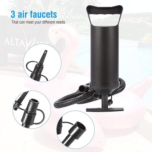 Air Hammer Inflation Pump Heavy Duty Large Capacity Portable Manual Rapid Air Pump with Universal Adaptors 3 Nozzle for Outdoor, Swimming Ring, Mattress, Pool Floats, Inflatable Toys